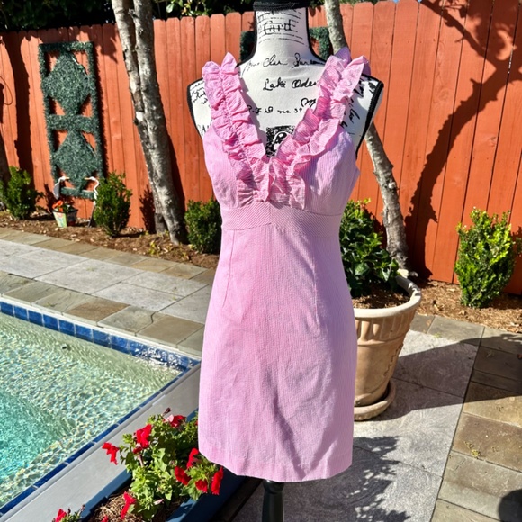 🔥🔥🔥NWT Lilly Pulitzer Phoebe Dress-Pink Lucky Seersucker-NEW WIth TAGS!!🔥 - Picture 8 of 8